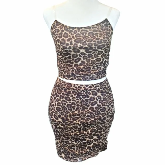 NWT Just Polly NY Leopard Print Skirt Set Sz Medium - Picture 2 of 7